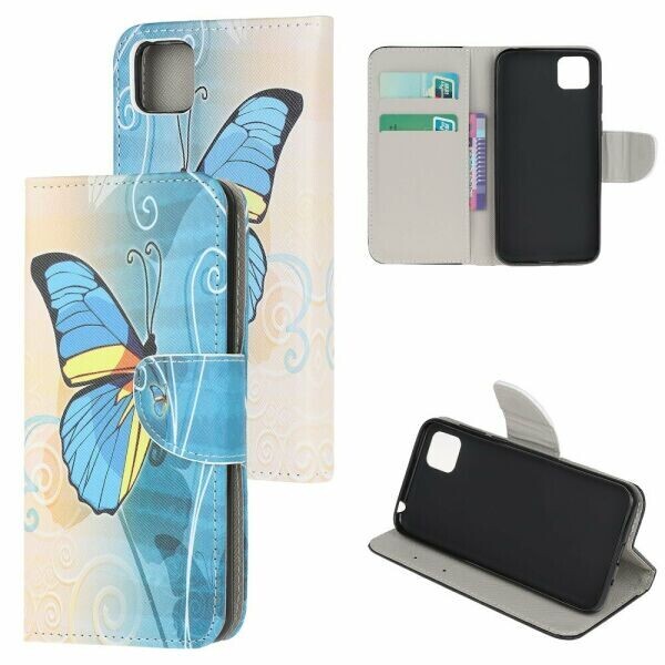 

Чехол-книжка Deexe Color Wallet для Huawei Y5p - Blue Butterfly