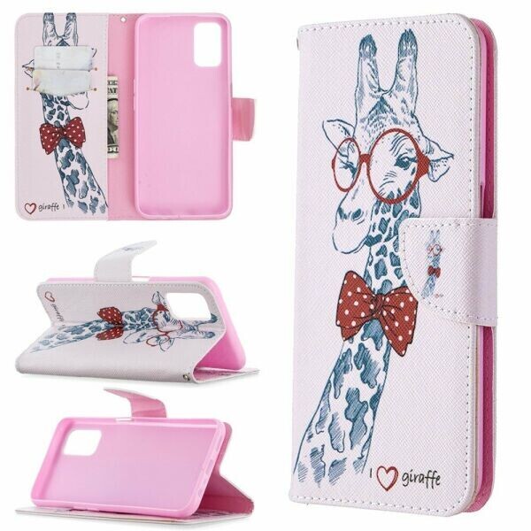 

Чехол-книжка Deexe Color Wallet для OPPO A52 / A72 / A92 - Adorable Giraffe Wearing Glasses