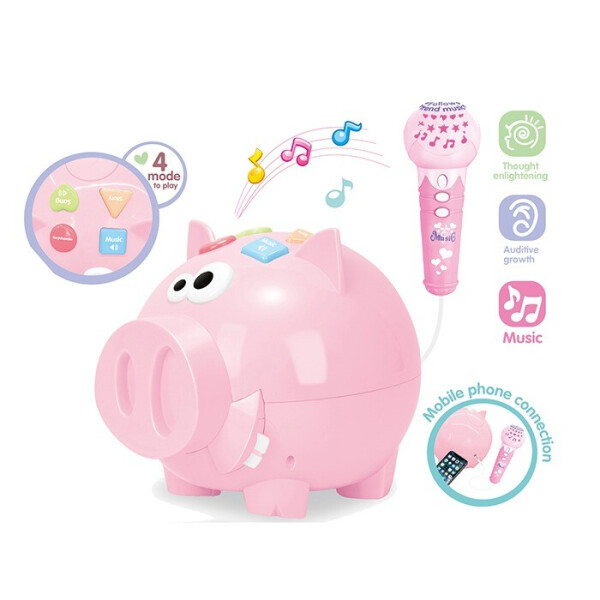 

Интерактивная свинка с микрофоном Funny Stady Pig 3292A с музыкальными и световыми эфектами Розовая
