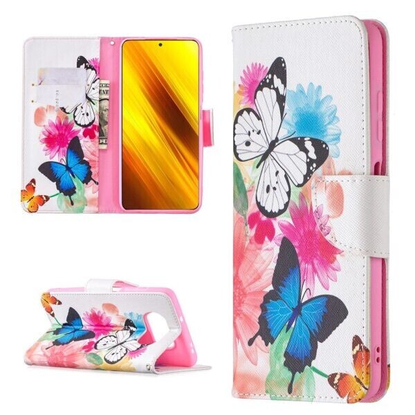 

Чехол-книжка Deexe Color Wallet для Xiaomi Poco X3 - Butterfly and Flower