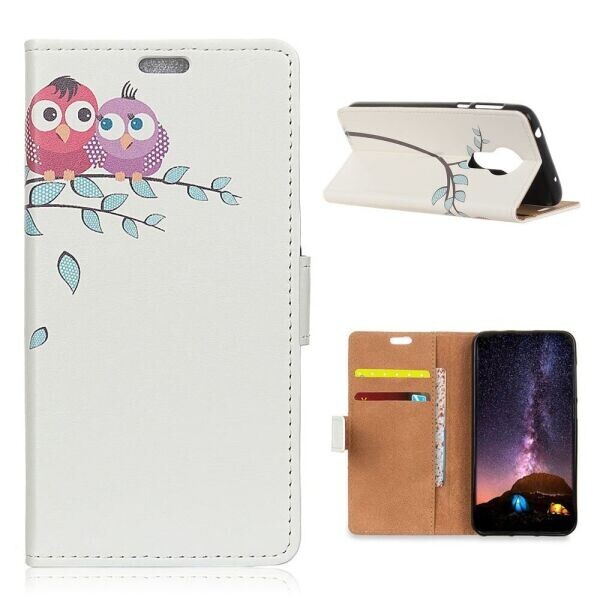

Чехол Deexe Life Style Wallet для Nokia 3.4 - Two Owls on the Tree Branch