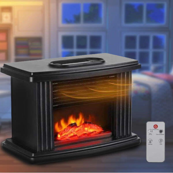 

Обогреватель домашний тепловентилятор-камин FLAME HEATER FHС1000 мини дуйка керамический 1000 Вт с пультом Черный
