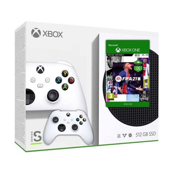 

Microsoft Xbox Series S 512Gb + FIFA 21 (русская версия) + доп. Wireless Controller with Bluetooth (Robot White)