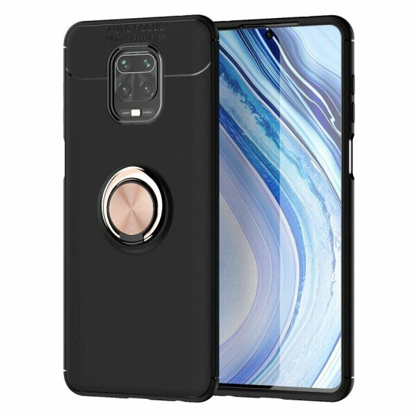 

Чехол Fiji Hold для Xiaomi Redmi Note 9 Pro Max бампер накладка с подставкой Black-Gold
