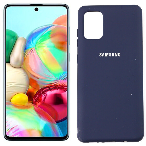 

Чехол силиконовый для Samsung A715 Galaxy A71 Синий FULL (29030)