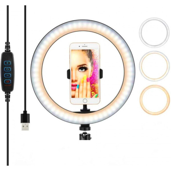 

Кольцевая светодиодная Led Лампа 26 см Ring Fill с зажимом для телефона (29858)