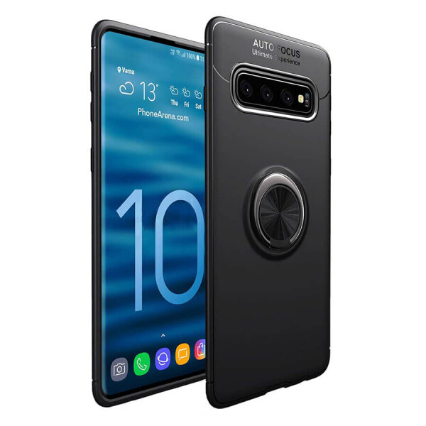 

TPU чехол Deen ColorRing под магнитный держатель для Samsung Galaxy S10e Черный / Черный