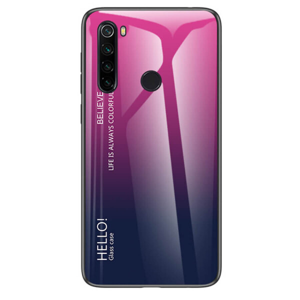 

TPU+Glass чехол Gradient HELLO для Xiaomi Redmi Note 8 Малиновый