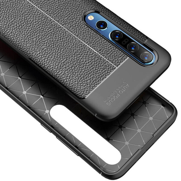 

TPU чехол фактурный (с имитацией кожи) для Xiaomi Mi 10 / Mi 10 Pro Черный
