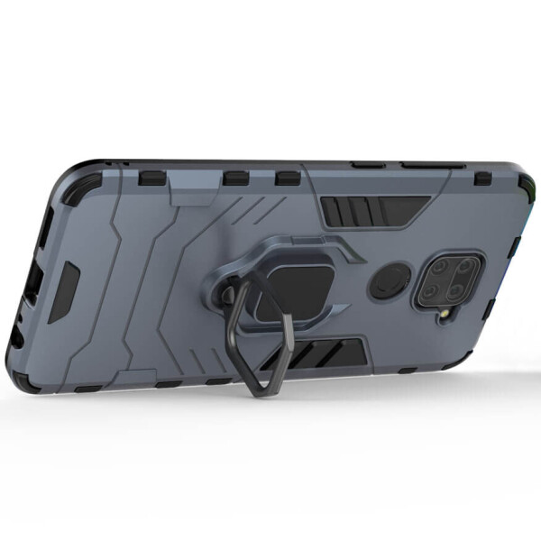 

Ударопрочный чехол Transformer Ring for Magnet для Xiaomi Redmi Note 9 / Redmi 10X Серый / Metal slate