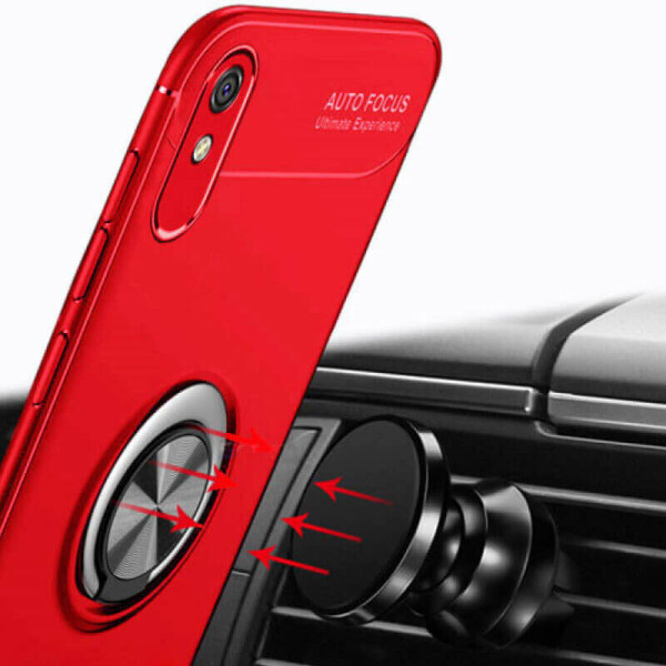 

TPU чехол Deen ColorRing под магнитный держатель (opp) для Xiaomi Redmi 9A Красный / Красный