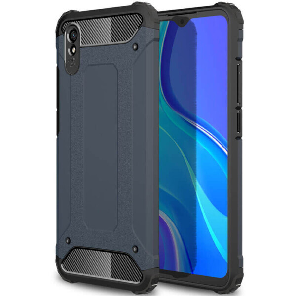

Бронированный противоударный TPU+PC чехол Immortal для Xiaomi Redmi 9A Серый / Metal slate