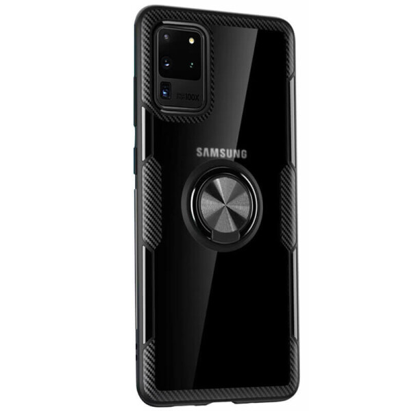 

TPU+PC чехол Deen CrystalRing for Magnet (opp) для Samsung Galaxy S20 Ultra Бесцветный / Черный