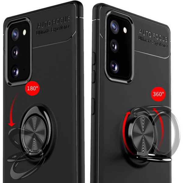 

TPU чехол Deen ColorRing под магнитный держатель (opp) для Samsung Galaxy Note 20 Черный / Красный