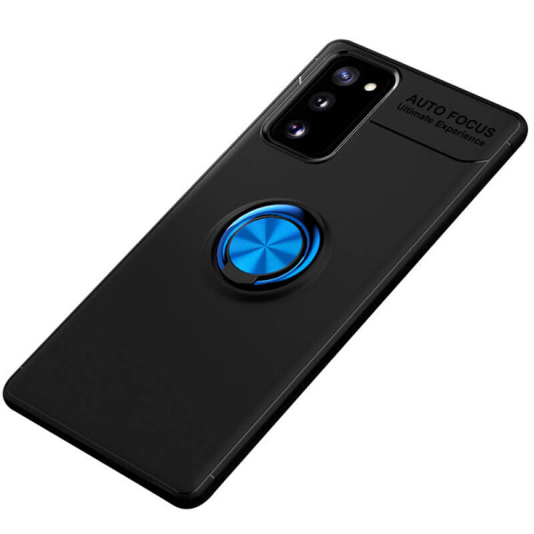 

TPU чехол Deen ColorRing под магнитный держатель (opp) для Samsung Galaxy Note 20 Черный / Синий