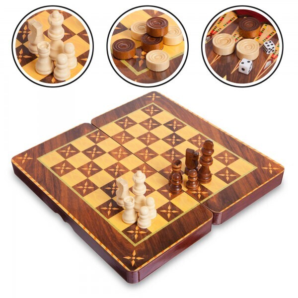 

Шахматы, шашки, нарды 3 в 1 MDF 5566C