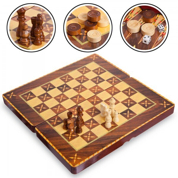 

Шахматы, шашки, нарды 3 в 1 MDF 7788C
