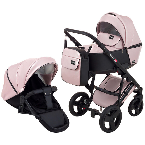 

Коляска 2 в 1 Bair Mirello Plus кожа 100% MP-02 розовый перламутр - черный