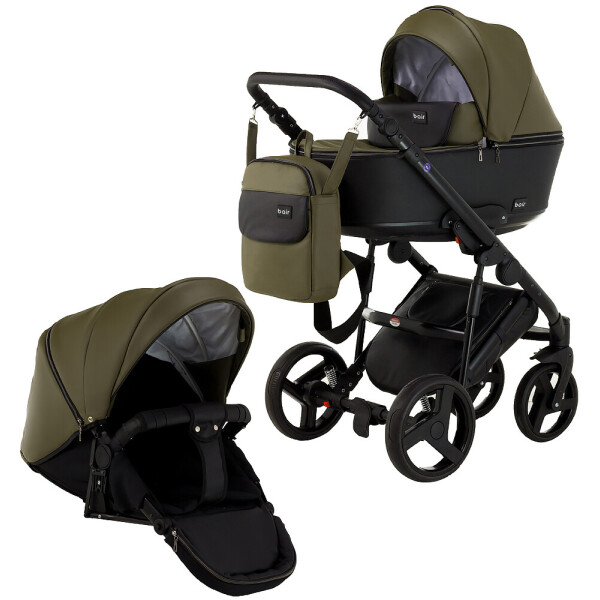

Коляска 2 в 1 Bair Mirello кожа 100% M-35/30 хаки - черный
