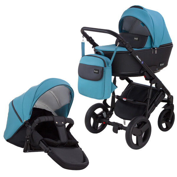 

Коляска 2 в 1 Bair Mirello кожа 100% М-20/30 голубой - черный