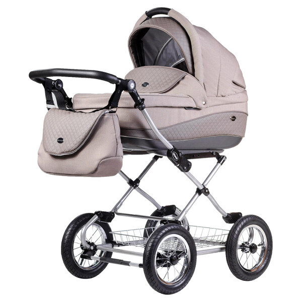 

Коляска 2 в 1 классическая Roan Emma (12"sery) E73 капучино - шоколад (кожа)