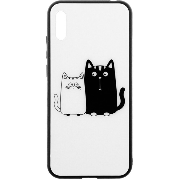 

Чехол TOTO Cartoon Print Glass Case Huawei Y6 2019 Cats White/Black