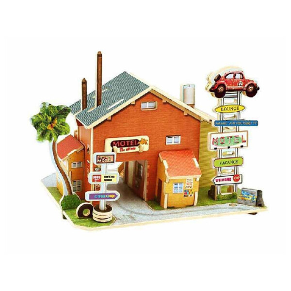 Акция на Кукольный домик Diy 3D пазл Diy Деревянный Мотель (1006-379-03) от Allo UA