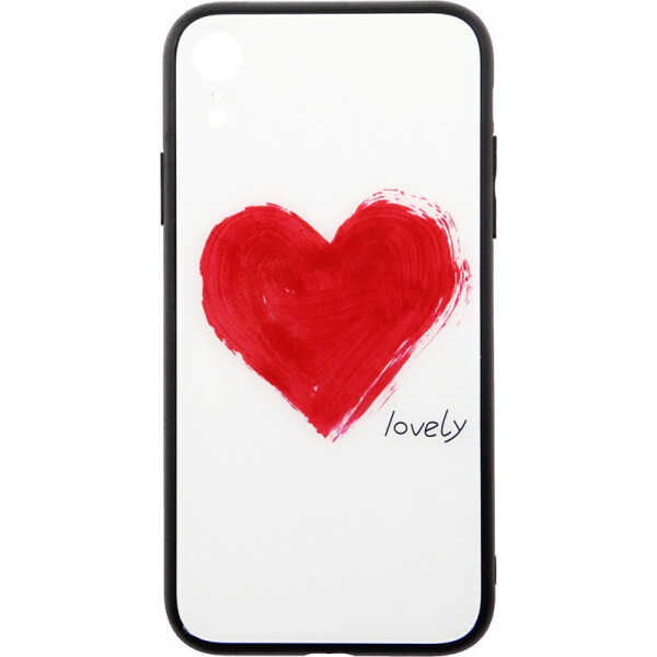 

TOTO Glass Fashionable Case Apple iPhone XR Red Heart on White