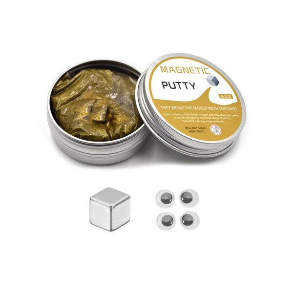 

Пластилин магнитный Magnetic Putty В металлическом боксе магнит 4 глаза Золотой (1007-335-02)