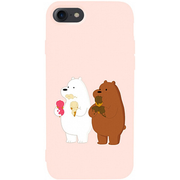 

TOTO Matt TPU 2mm Print Case Apple iPhone 7/8 #66 Bear Icecreame Sand pink