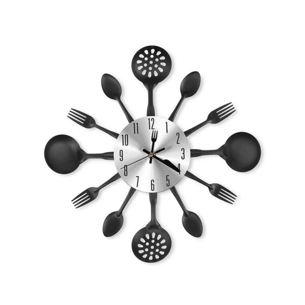 Акція на Настенные часы BauTech На кухню Ложки Вилки 35 см Черный (1006-238-00) від Allo UA