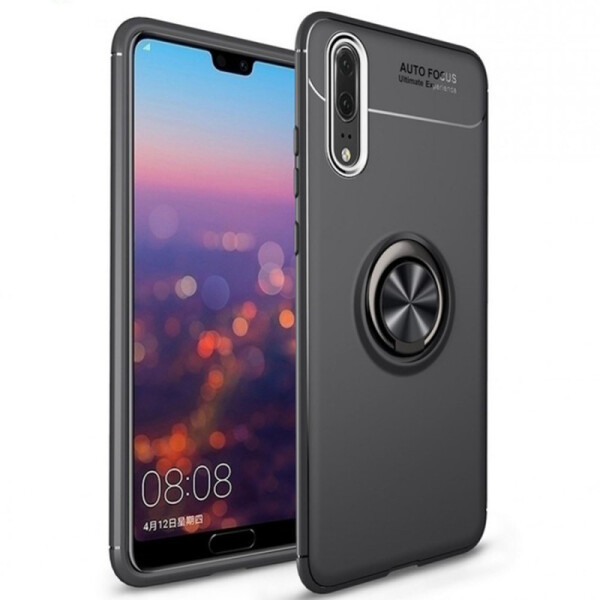 

TPU чехол Deen ColorRing под магнитный держатель для Huawei P30 (Черный / Черный) (691159)