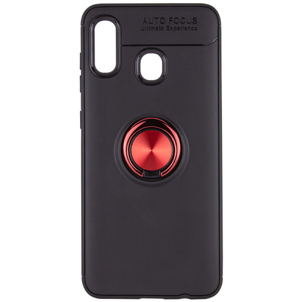

TPU чехол Deen ColorRing под магнитный держатель для Samsung Galaxy A10s (Черный / Красный) (766887)