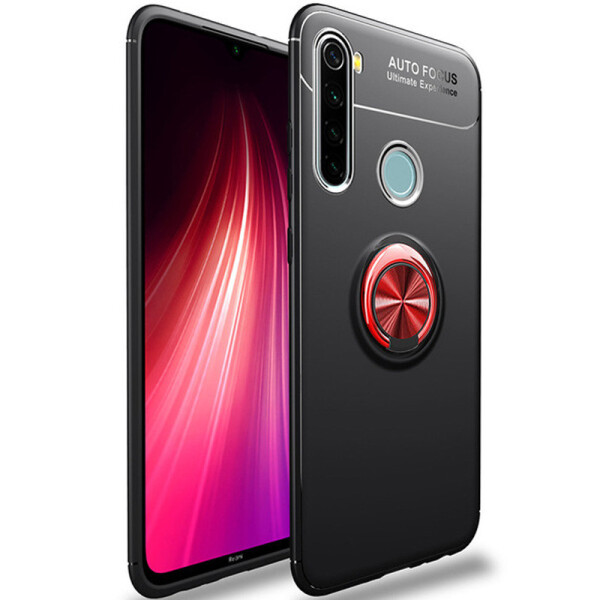 

TPU чехол Deen ColorRing под магнитный держатель для Xiaomi Redmi Note 8 (Черный / Красный) (766892)