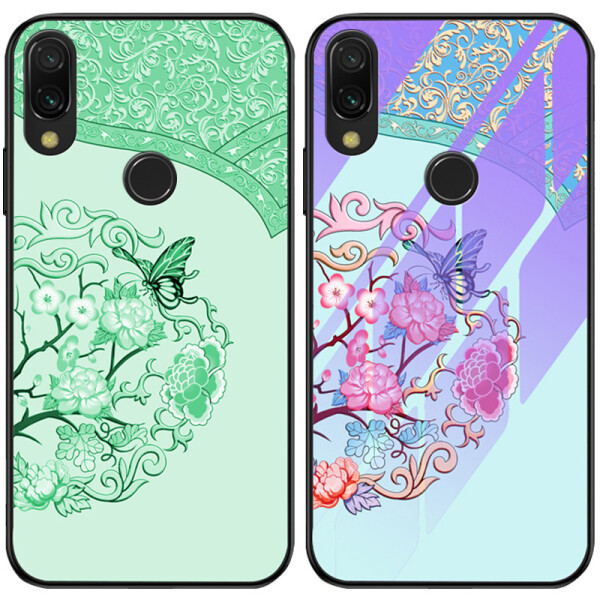 

TPU+Glass чехол светящийся в темноте для Xiaomi Redmi Note 7 / Note 7 Pro / Note 7s (Бабочка с цветами / Бирюзовый) (768756)