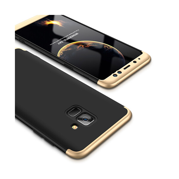 

Пластиковая накладка GKK LikGus 360 градусов для Samsung A730 Galaxy A8+ (2018) (Черный / Золотой) (560864)