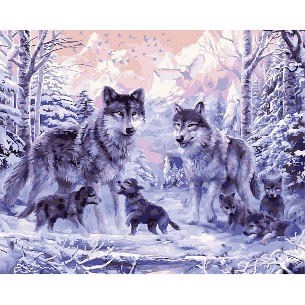 

Картина по номерам DIY Babylon Premium Волчье семейство (NB466R) 40х50 см. Цветной холст в раме (157237)