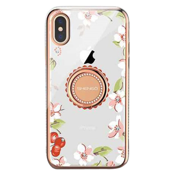 

TPU чехол Shengo со стразами и кольцом-держателем для Apple iPhone XS Max (6.5) (Золотой) (709301)