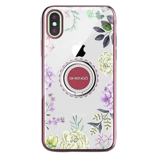 

TPU чехол Shengo со стразами и кольцом-держателем для Apple iPhone XS Max (6.5) (Красный) (709302)