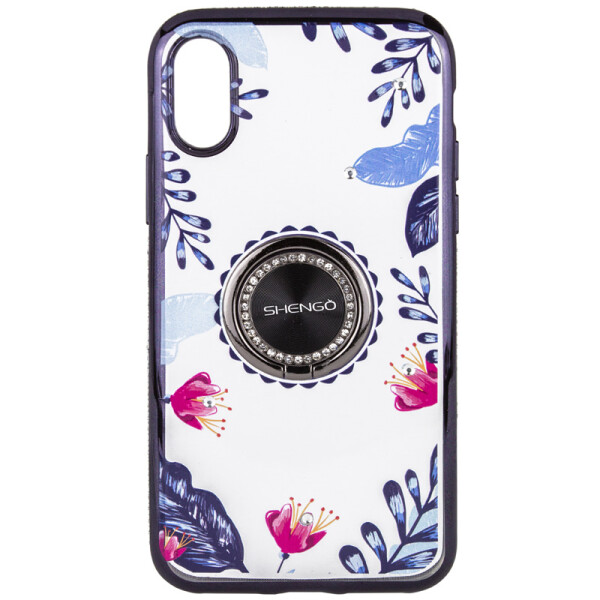 

TPU чехол Shengo со стразами и кольцом-держателем для Apple iPhone XS Max (6.5) (Черный) (709303)