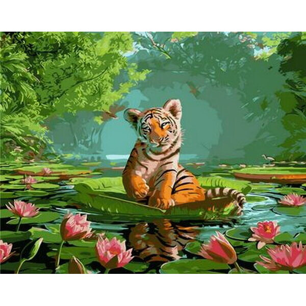 

Картина по номерам (MR-Q1264) Тигренок и лотосы, 40 х 50 см, Mariposa