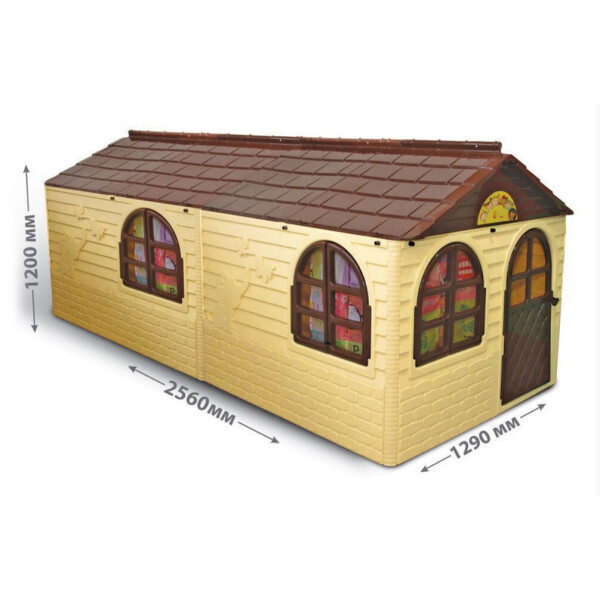 

Детский домик с шторками Doloni toys бежевый большой