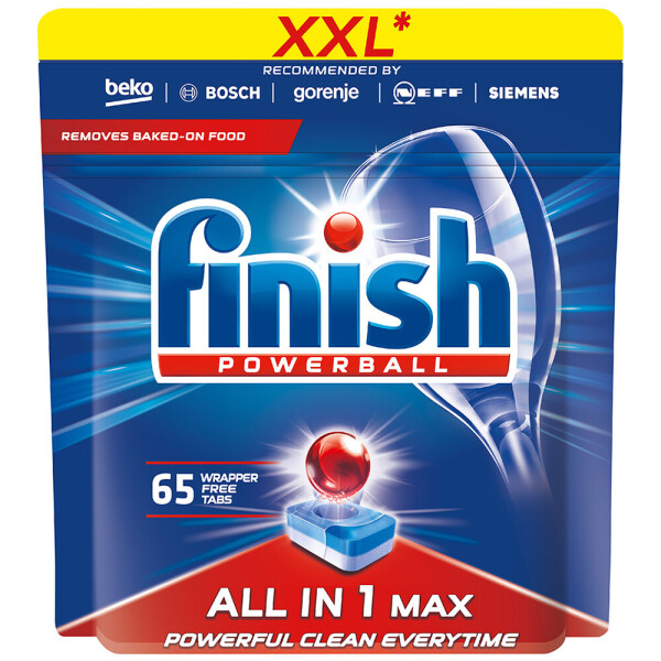 

Таблетки для посудомоечных машин Finish All In One Max, 65 шт.