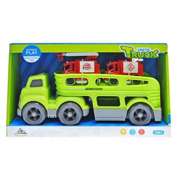 

Детская игрушка автовоз инерционный, 2 пожарные машинки, Geng Feng