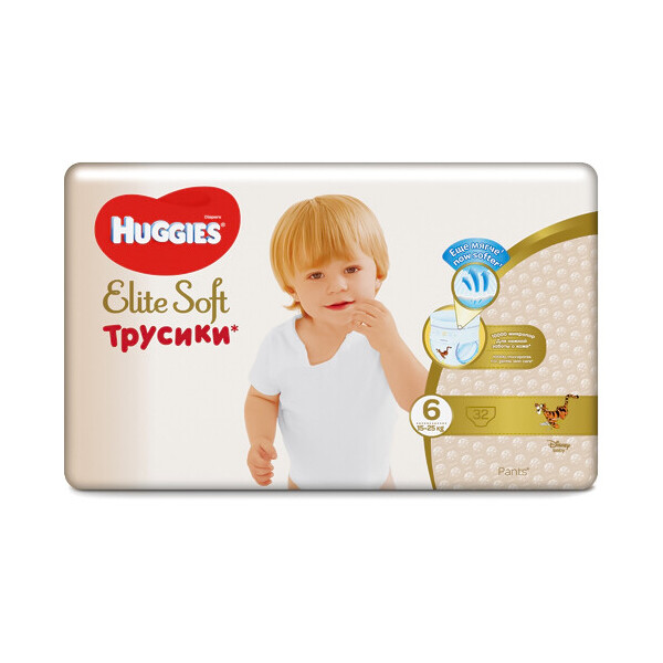 

Трусики-подгузники Huggies Elite Soft Pant, 6, 15-25 кг, 32 шт.