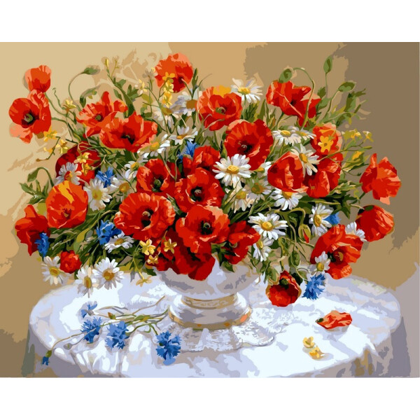 

Картина по номерам DIY Babylon Premium Маки в вазе (NB324) 40 х 50 см. На цветном холсте (157220)