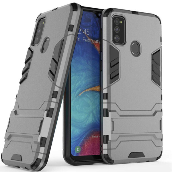 

Ударопрочный чехол-подставка Transformer для Samsung Galaxy M30s / M21 с мощной защитой корпуса Металл / Gun Metal (8384918)