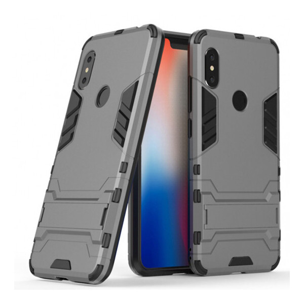 

Ударопрочный чехол-подставка Transformer для Xiaomi Redmi Note 6 Pro с мощной защитой корпуса Металл / Gun Metal (4022346)