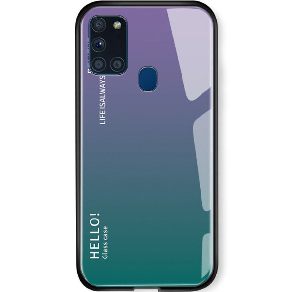 

TPU+Glass чехол Gradient HELLO для Samsung Galaxy A21s Сиреневый (5701934)