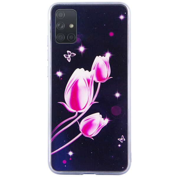 

TPU+Glass чехол Fantasy с глянцевыми торцами для Samsung Galaxy A71 Тюльпаны (9804209)